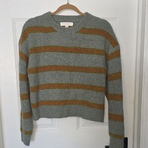 Spiritual Gangster Gray and Brown Striped Sweater